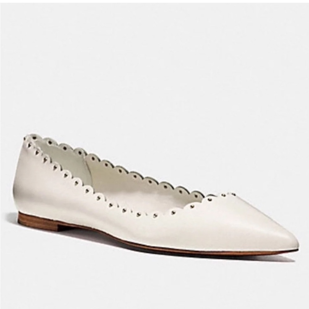 Coach Jill Soft Shine Calf Flats in Ivory - Picture 2 of 14
